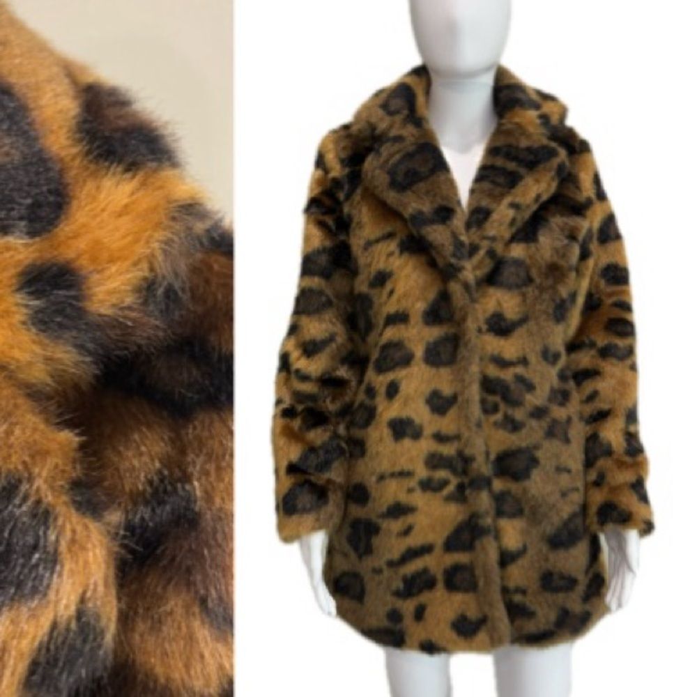 Nasty Gal Leopard Print Faux Fur Coat Size Small Oversized Warm Mobwife Glam Y2K